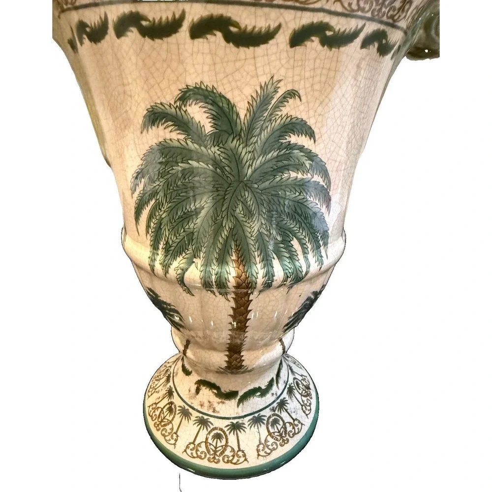 Palm Tree Beach Regency Ceramic Grand Display Tropical Vase 10